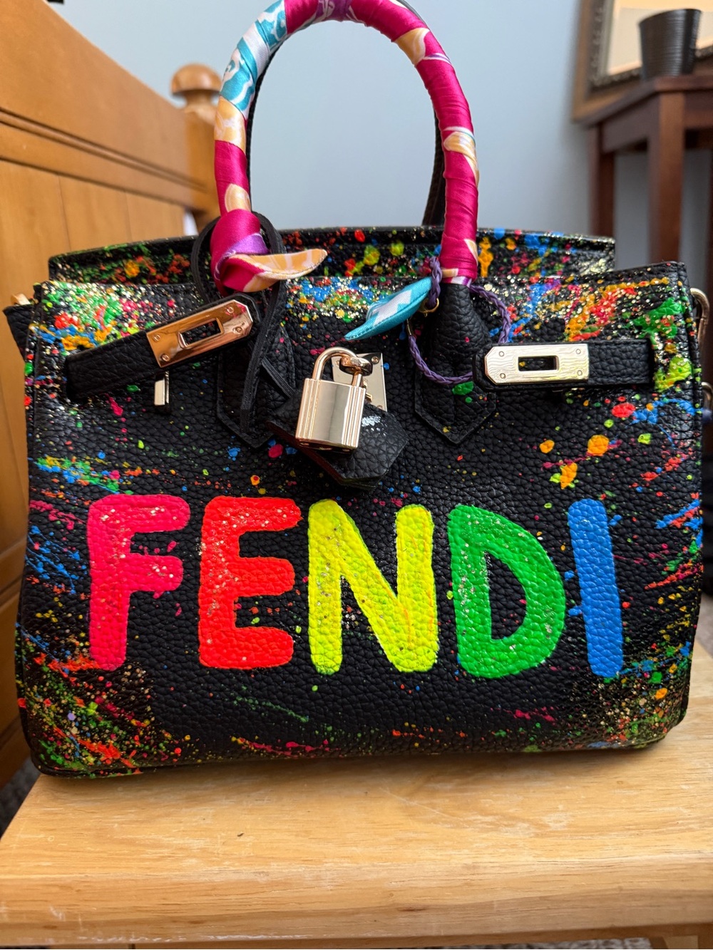 An a Barbu epi leather hand painted bag . NEW
